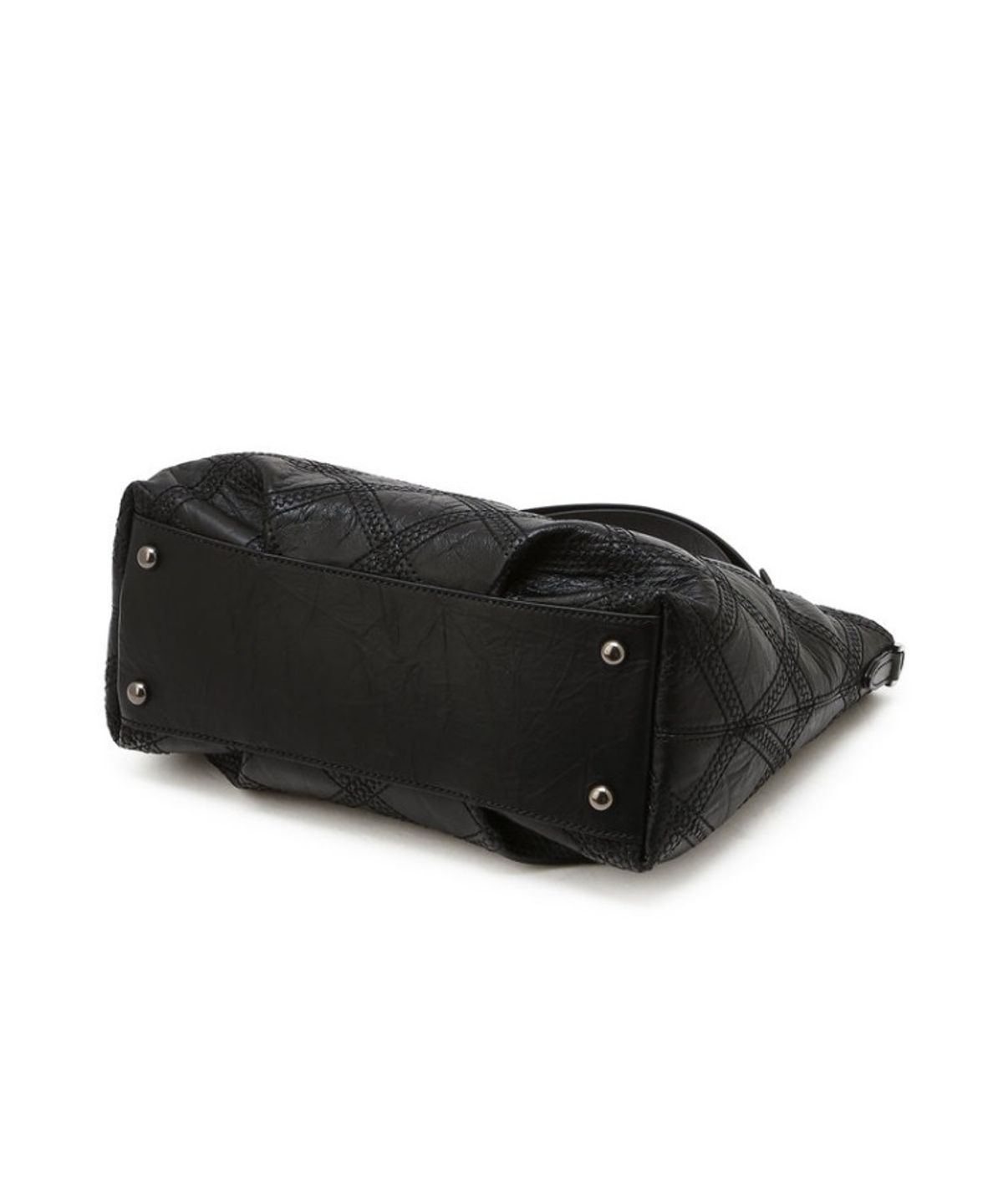 닥스 여성 액세서리(DAKS WOMENS ACCESSORIES) 블랙 소가죽 자수 포인트 DD로고 체인 토트백_DCBA6E324BK