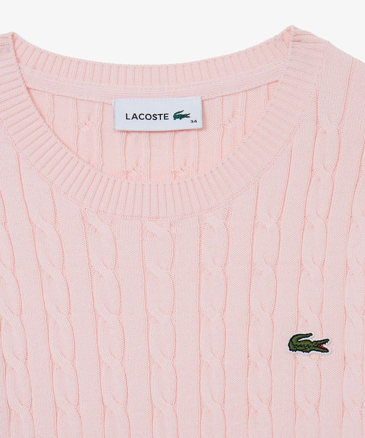 라코스테(LACOSTE) 여성 케이블 반팔 크루넥 스웨터 AF590E-56G Z4H