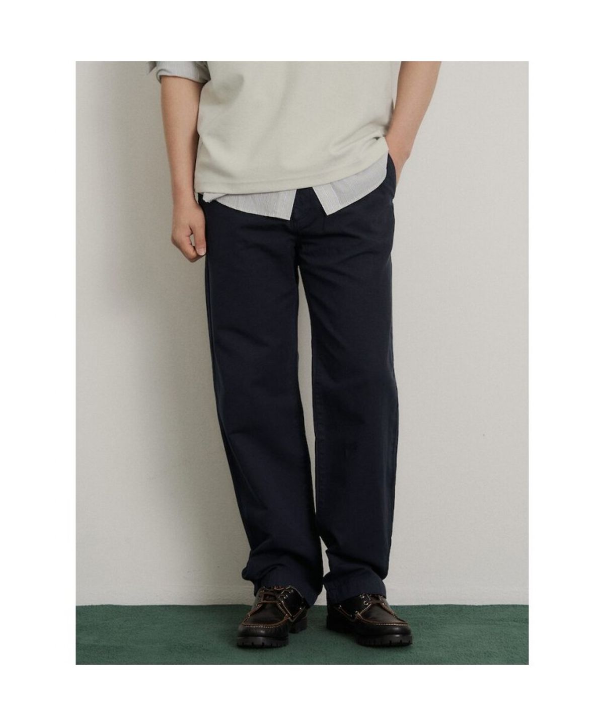 빈폴 멘(BEANPOLE MEN) 가먼트다잉 세미와이드 팬츠  네이비