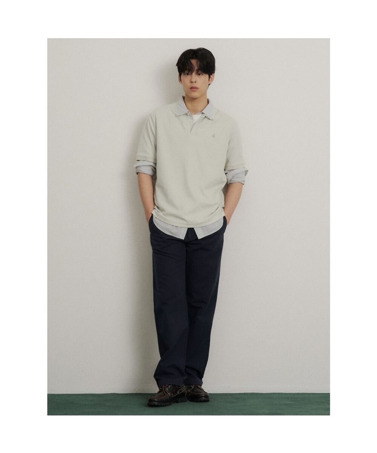 빈폴 멘(BEANPOLE MEN) 가먼트다잉 세미와이드 팬츠  네이비
