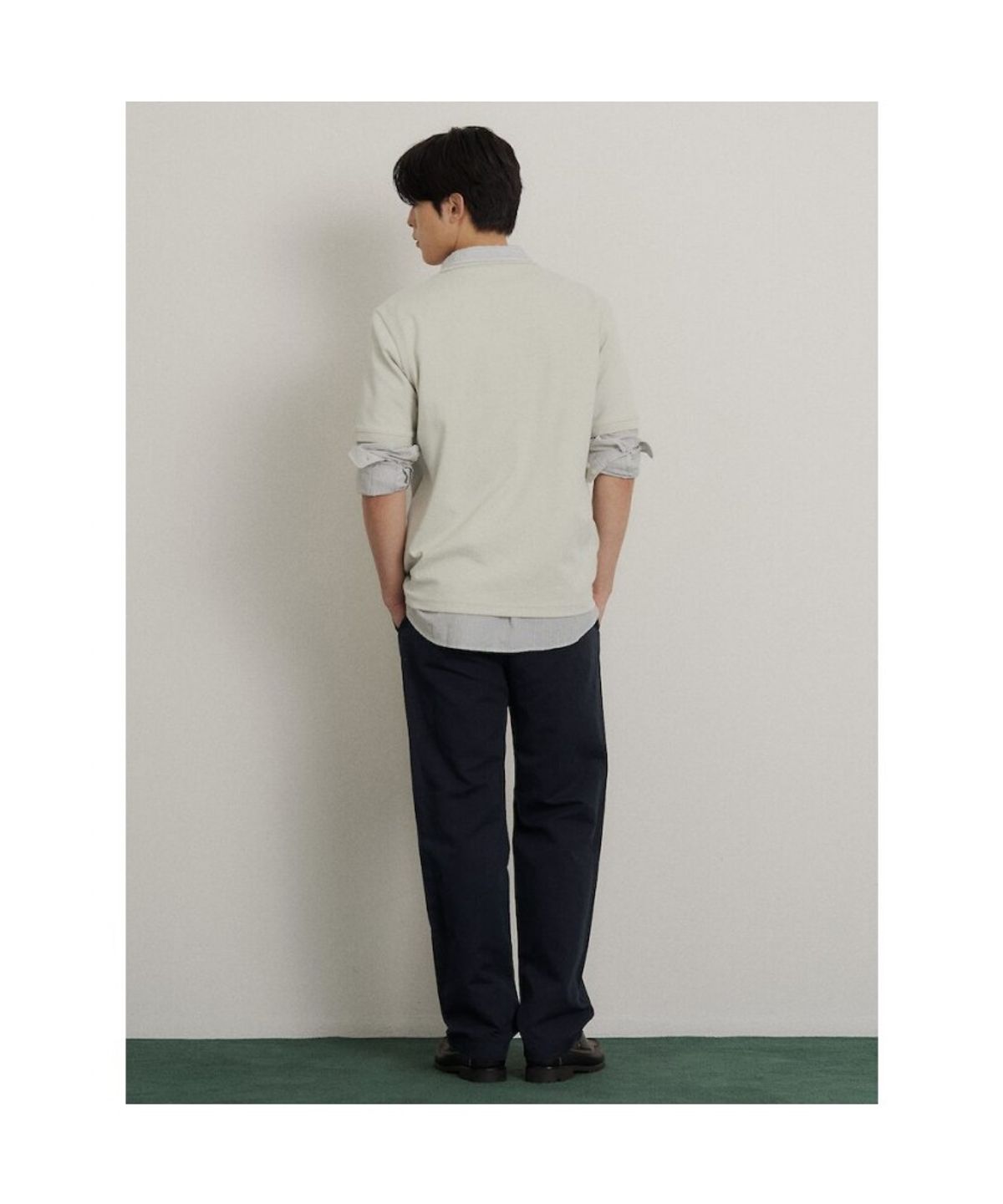 빈폴 멘(BEANPOLE MEN) 가먼트다잉 세미와이드 팬츠  네이비