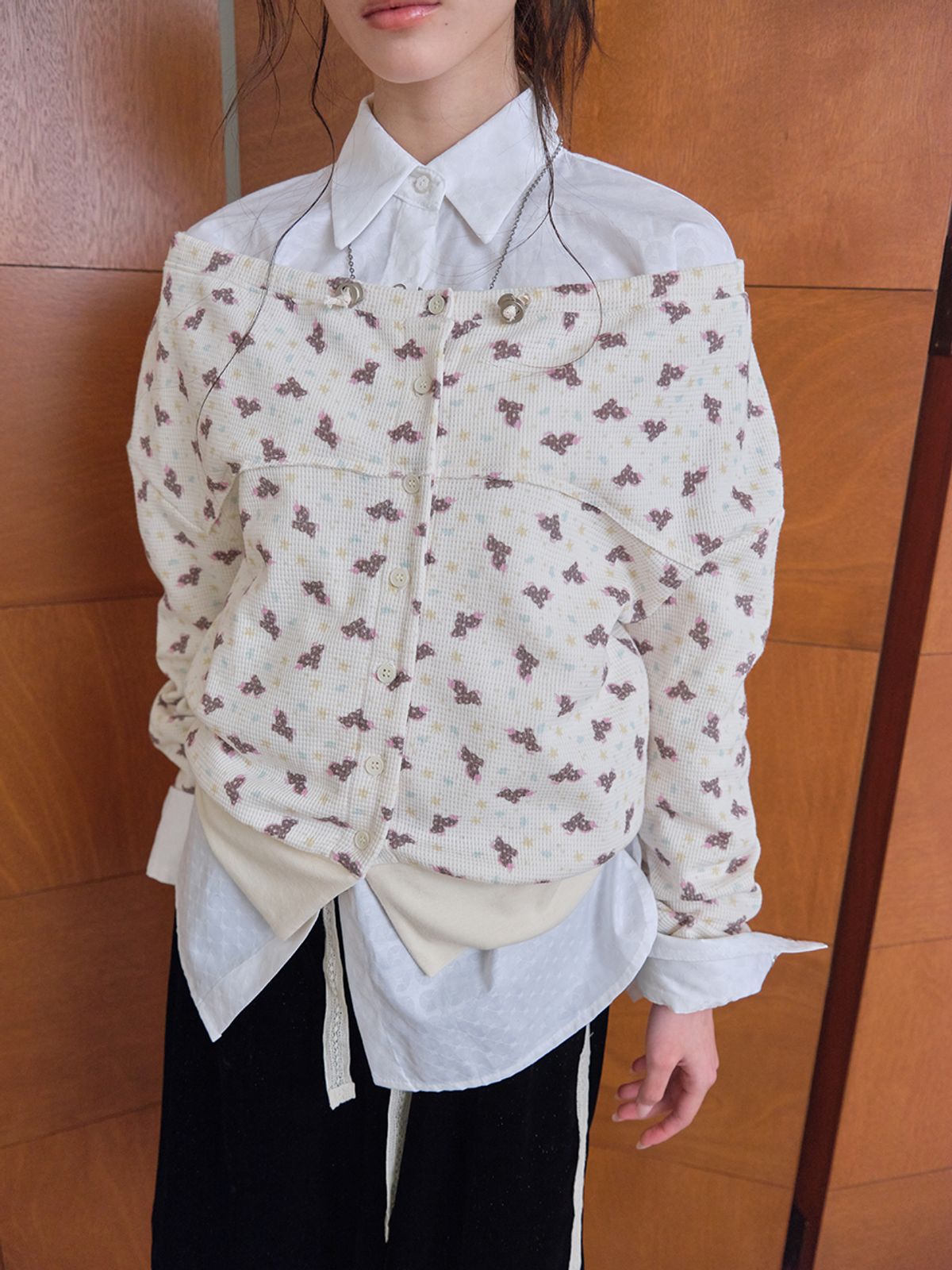 무음(MUWM) 슬리키 써클 오버핏 셔츠 Sleeky Circle Shirt (White)