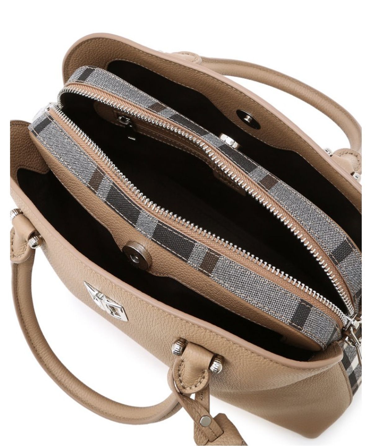 닥스 여성 액세서리(DAKS WOMENS ACCESSORIES) 베이지 DD로고 가죽 토트백_DCBA6E760I2