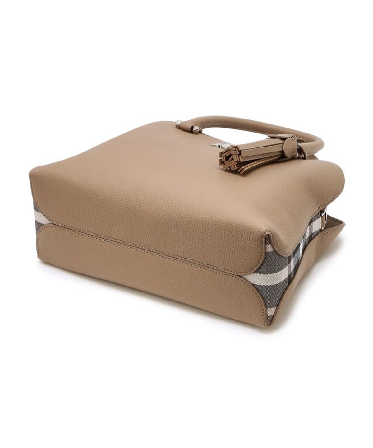 닥스 여성 액세서리(DAKS WOMENS ACCESSORIES) 베이지 DD로고 가죽 토트백_DCBA6E760I2
