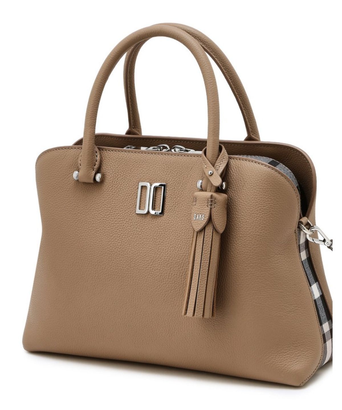 닥스 여성 액세서리(DAKS WOMENS ACCESSORIES) 베이지 DD로고 가죽 토트백_DCBA6E760I2