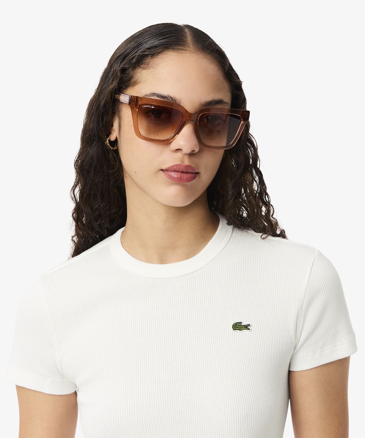 라코스테(LACOSTE) 여성 슬림핏 립조직 반팔 티셔츠 TF5538-56G 70V