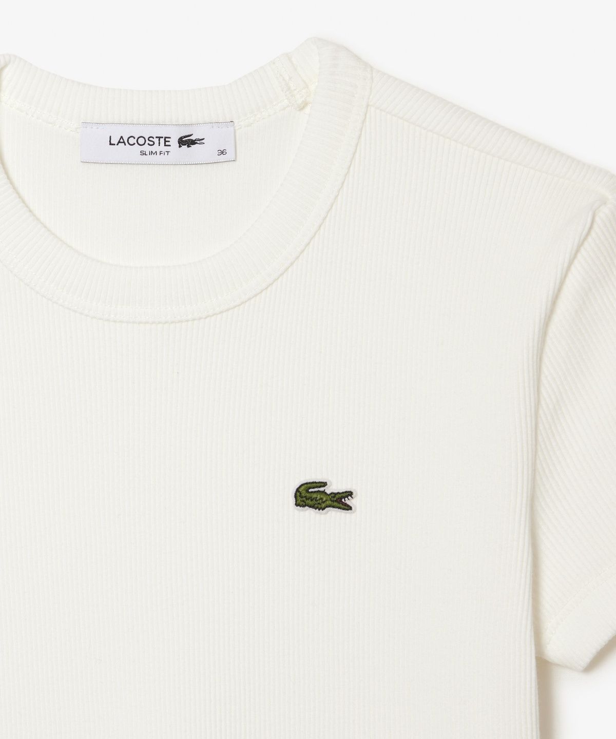 라코스테(LACOSTE) 여성 슬림핏 립조직 반팔 티셔츠 TF5538-56G 70V