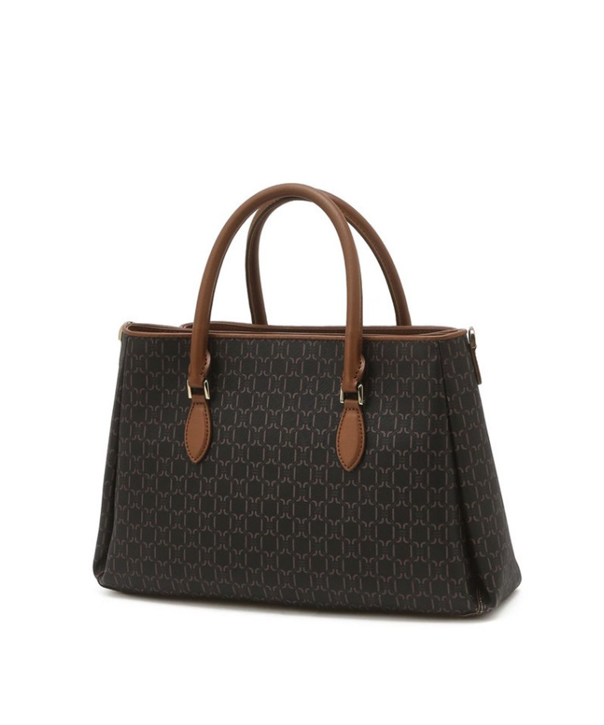 닥스 여성 액세서리(DAKS WOMENS ACCESSORIES) 브라운 DD 패턴 가죽 토트백_DCBA6E873W3