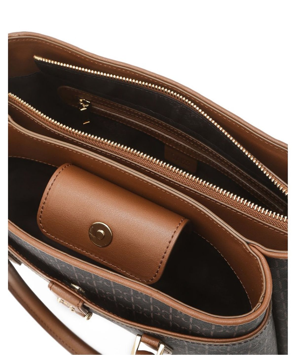 닥스 여성 액세서리(DAKS WOMENS ACCESSORIES) 브라운 DD 패턴 가죽 토트백_DCBA6E873W3