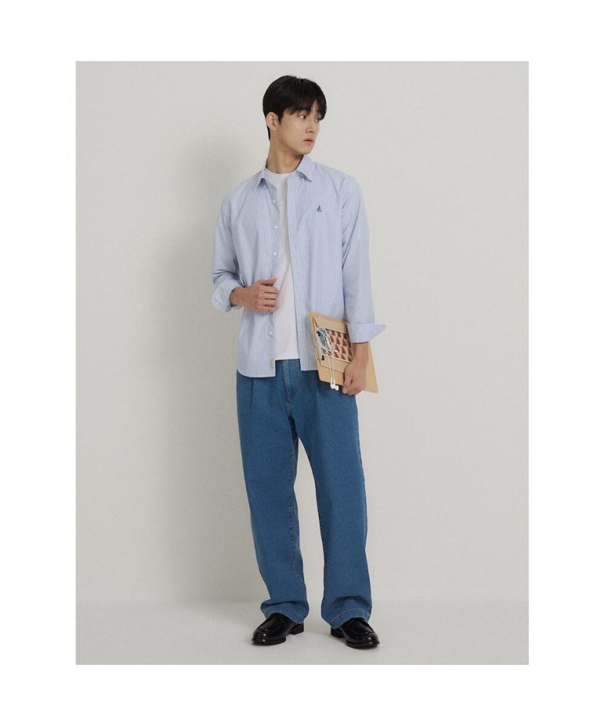 빈폴 멘(BEANPOLE MEN) 턱 와이드 데님 팬츠  블루