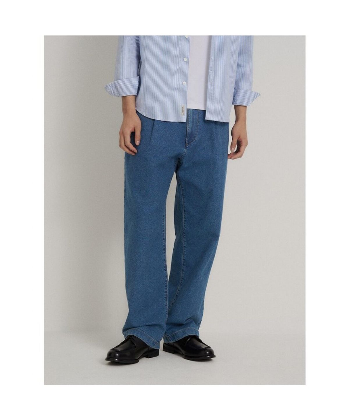 빈폴 멘(BEANPOLE MEN) 턱 와이드 데님 팬츠  블루