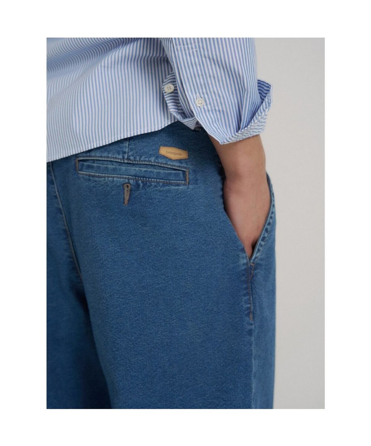 빈폴 멘(BEANPOLE MEN) 턱 와이드 데님 팬츠  블루