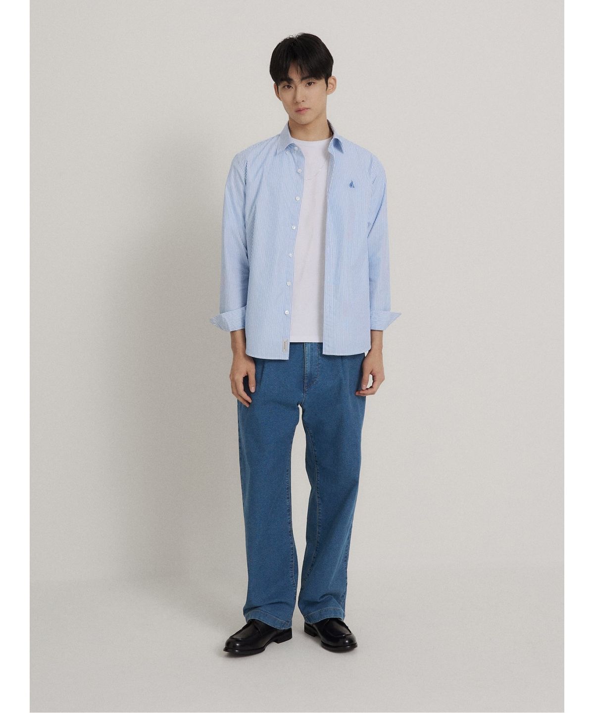 빈폴 멘(BEANPOLE MEN) 턱 와이드 데님 팬츠  블루