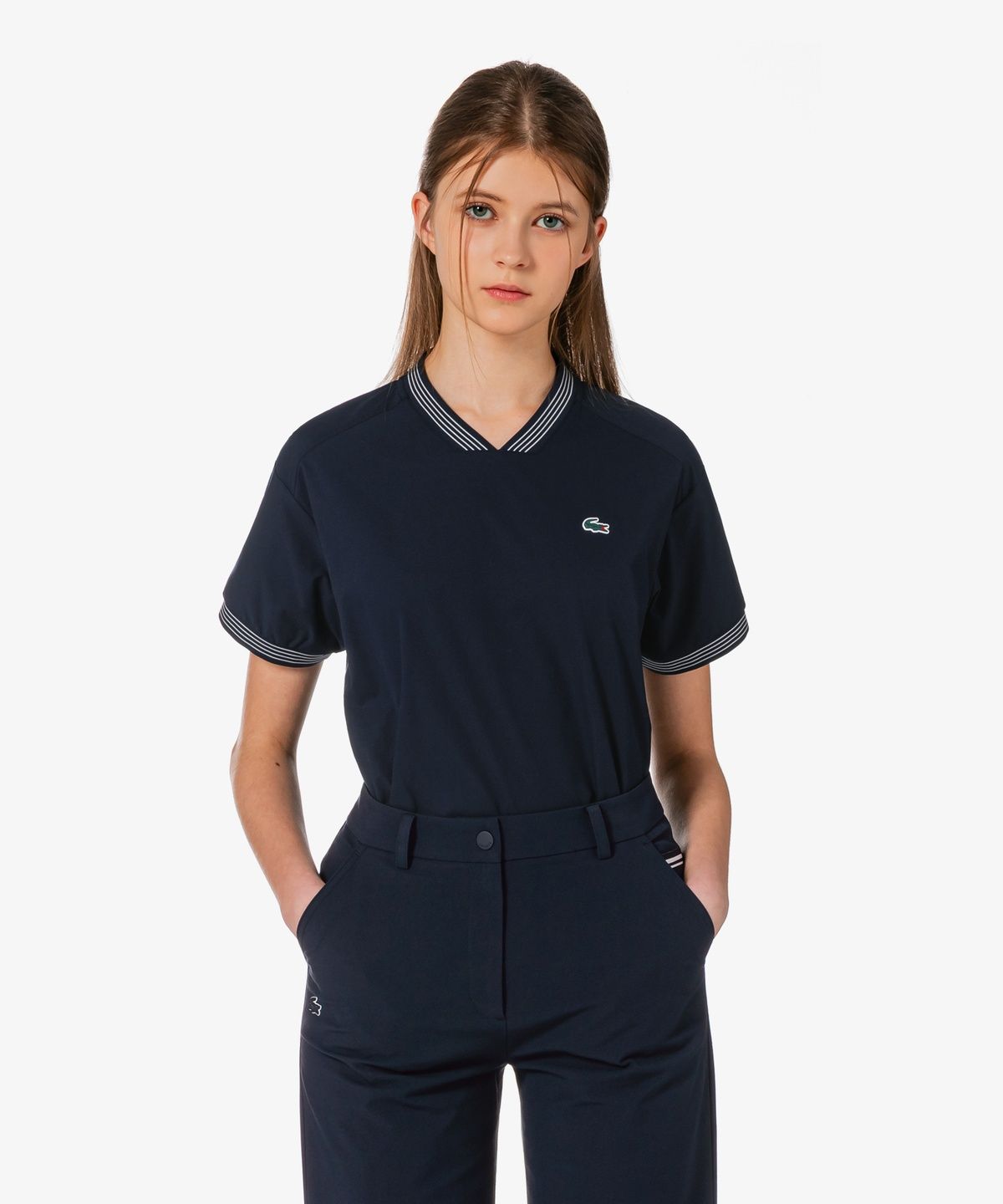 라코스테(LACOSTE) 여성 반팔 우븐 피스테 셋업 SF273E-56G HDE
