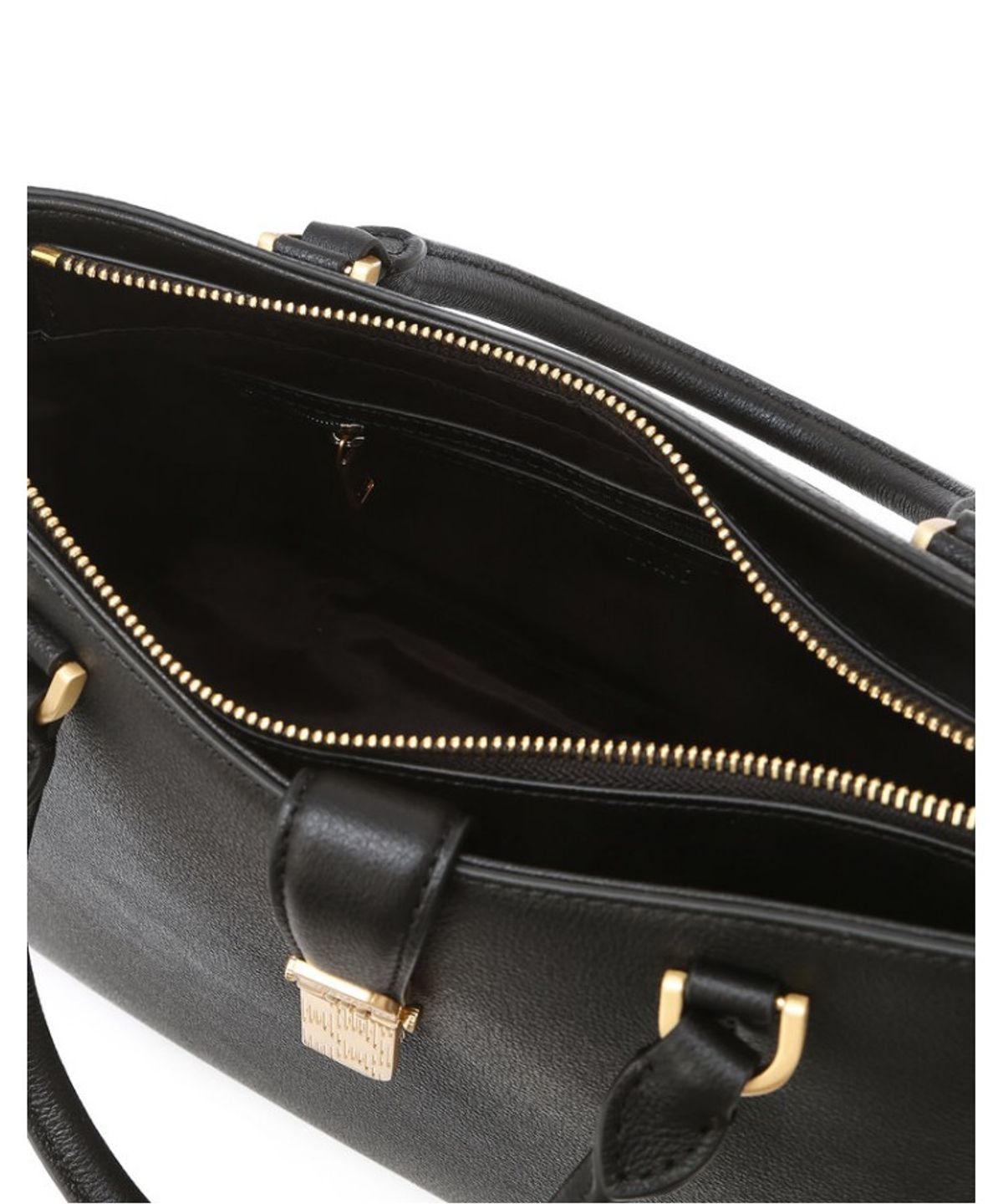 닥스 여성 액세서리(DAKS WOMENS ACCESSORIES) 블랙 소가죽 체크 장식 포인트 토트백 M_DCBA6E164BK