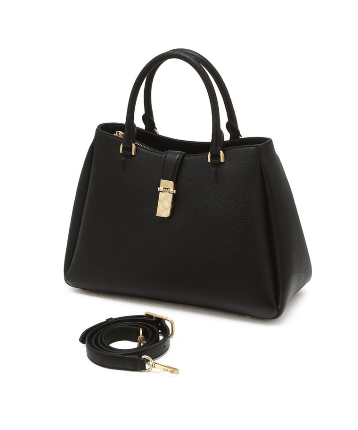 닥스 여성 액세서리(DAKS WOMENS ACCESSORIES) 블랙 소가죽 체크 장식 포인트 토트백 M_DCBA6E164BK