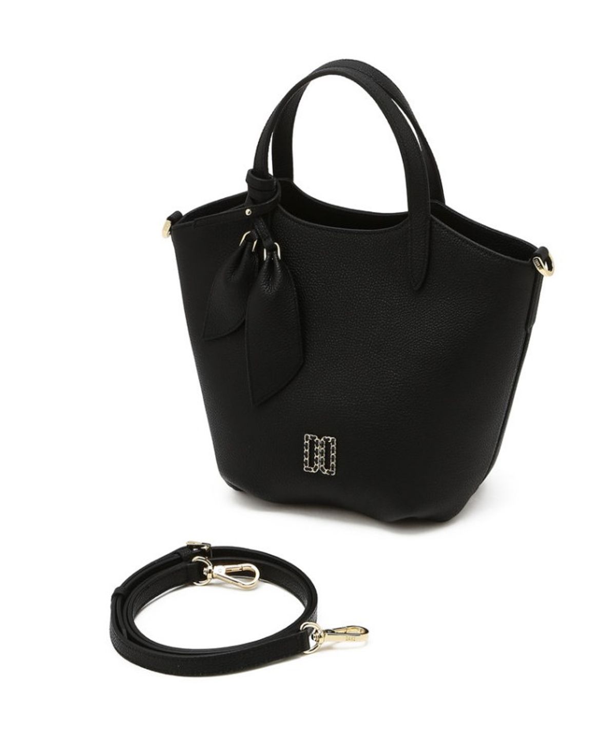 닥스 여성 액세서리(DAKS WOMENS ACCESSORIES) 블랙 천연소가죽 DD포인트 토트백_DCBA6E330BK