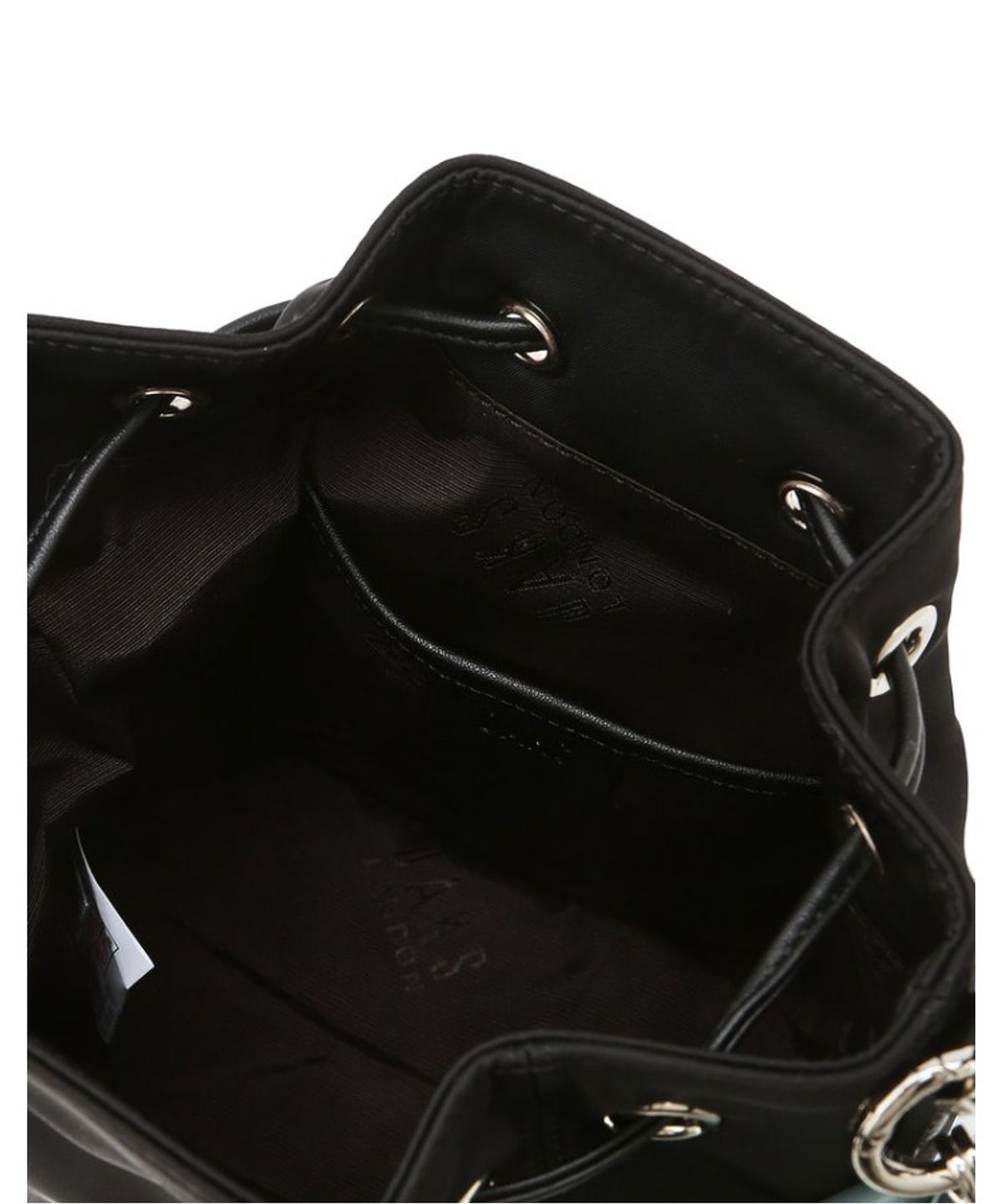 닥스 여성 액세서리(DAKS WOMENS ACCESSORIES) 블랙 플라워 참장식 나일론 드로우스트링백_DCBA6E524BK
