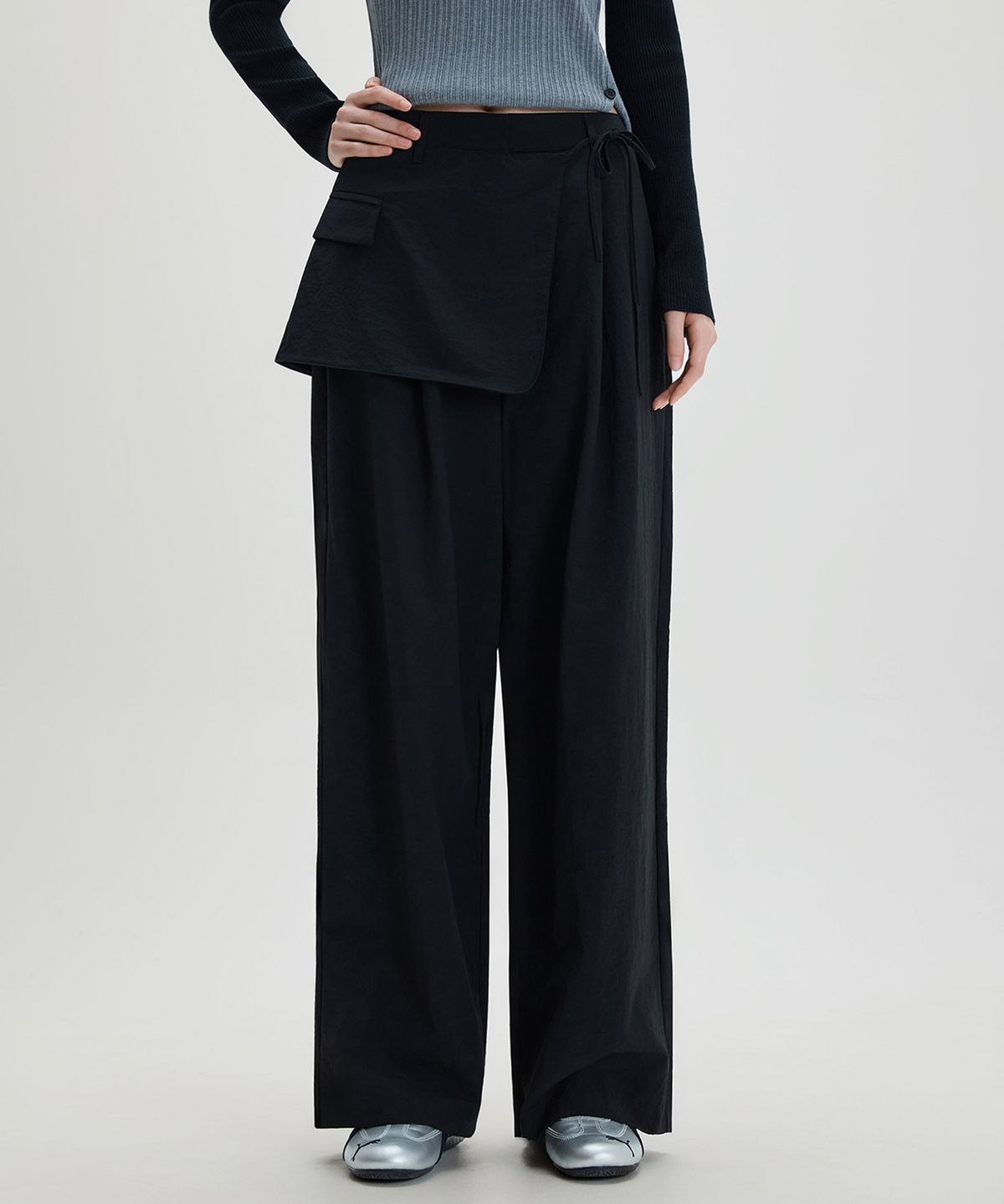 미쏘(MIXXO) 나일론 레이어드 팬츠_MIWTCG402B