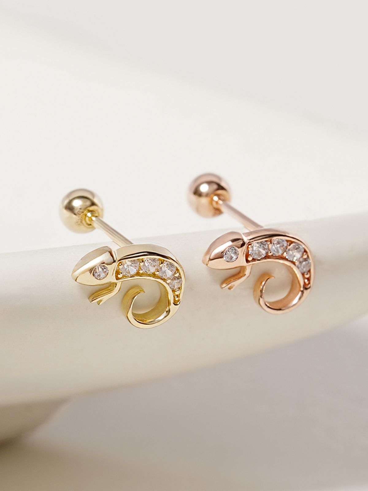 미니멀피어싱(MINIMALPIERCING) 14K 키치 리자드 큐빅 피어싱 귀걸이