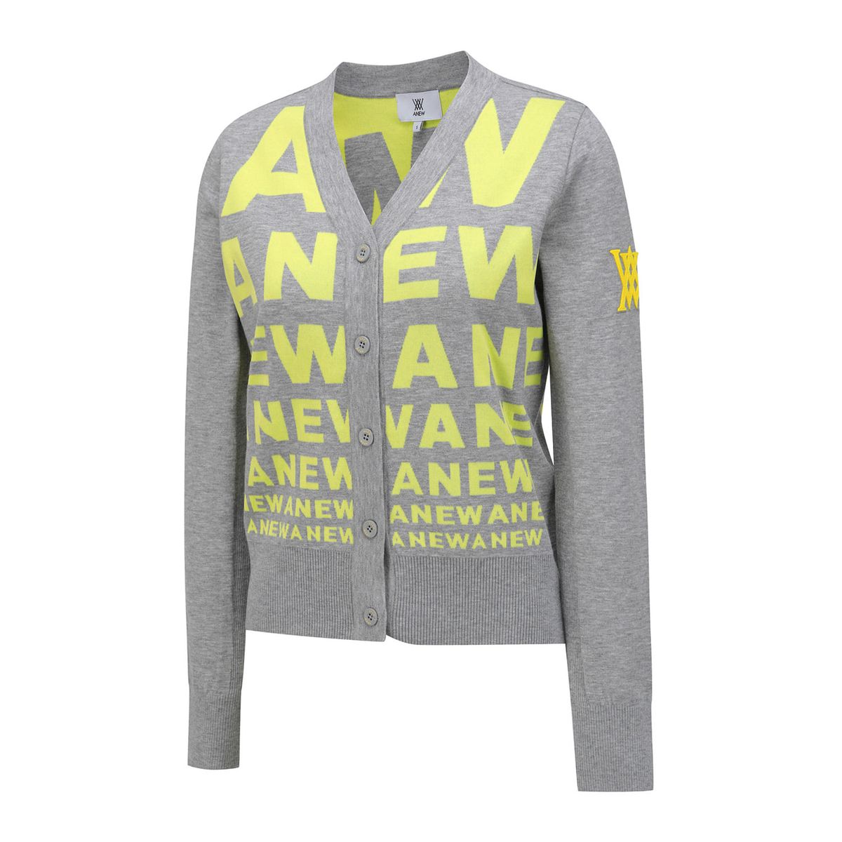 어뉴골프(ANEW GOLF) WOMEN LOGO PATTERN KNIT CARDIGAN_YE