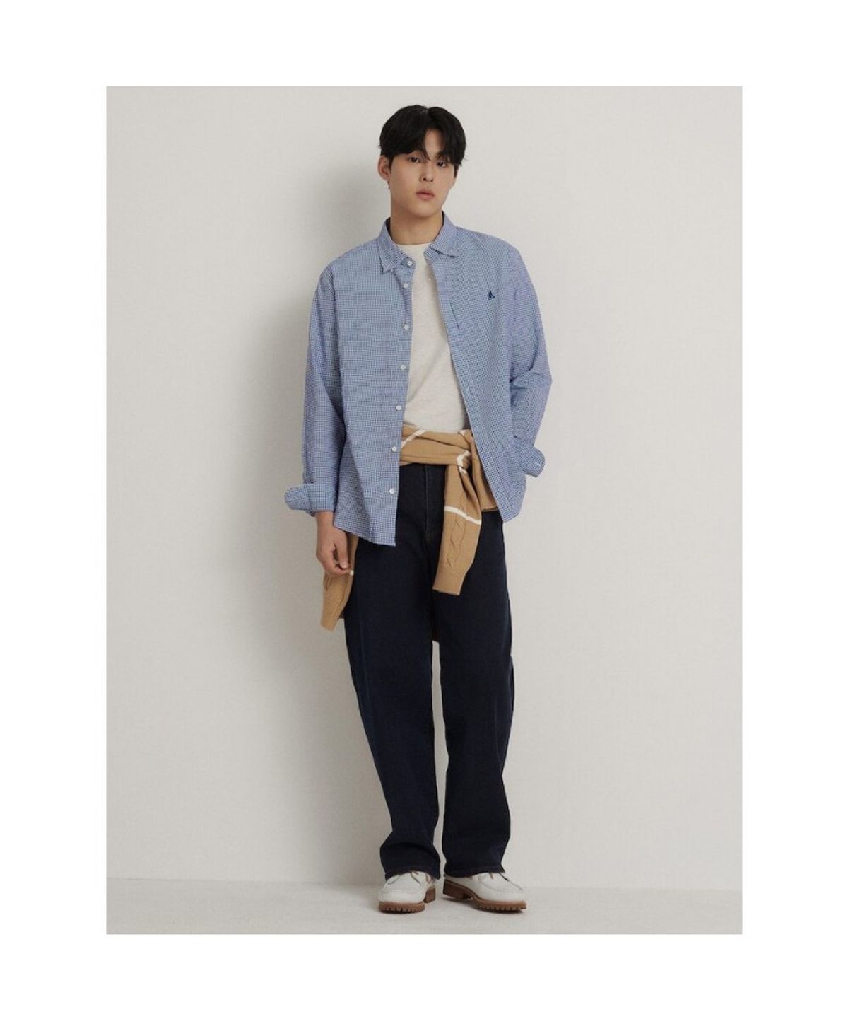 빈폴 멘(BEANPOLE MEN) 시어서커 깅엄 체크 셔츠  블루