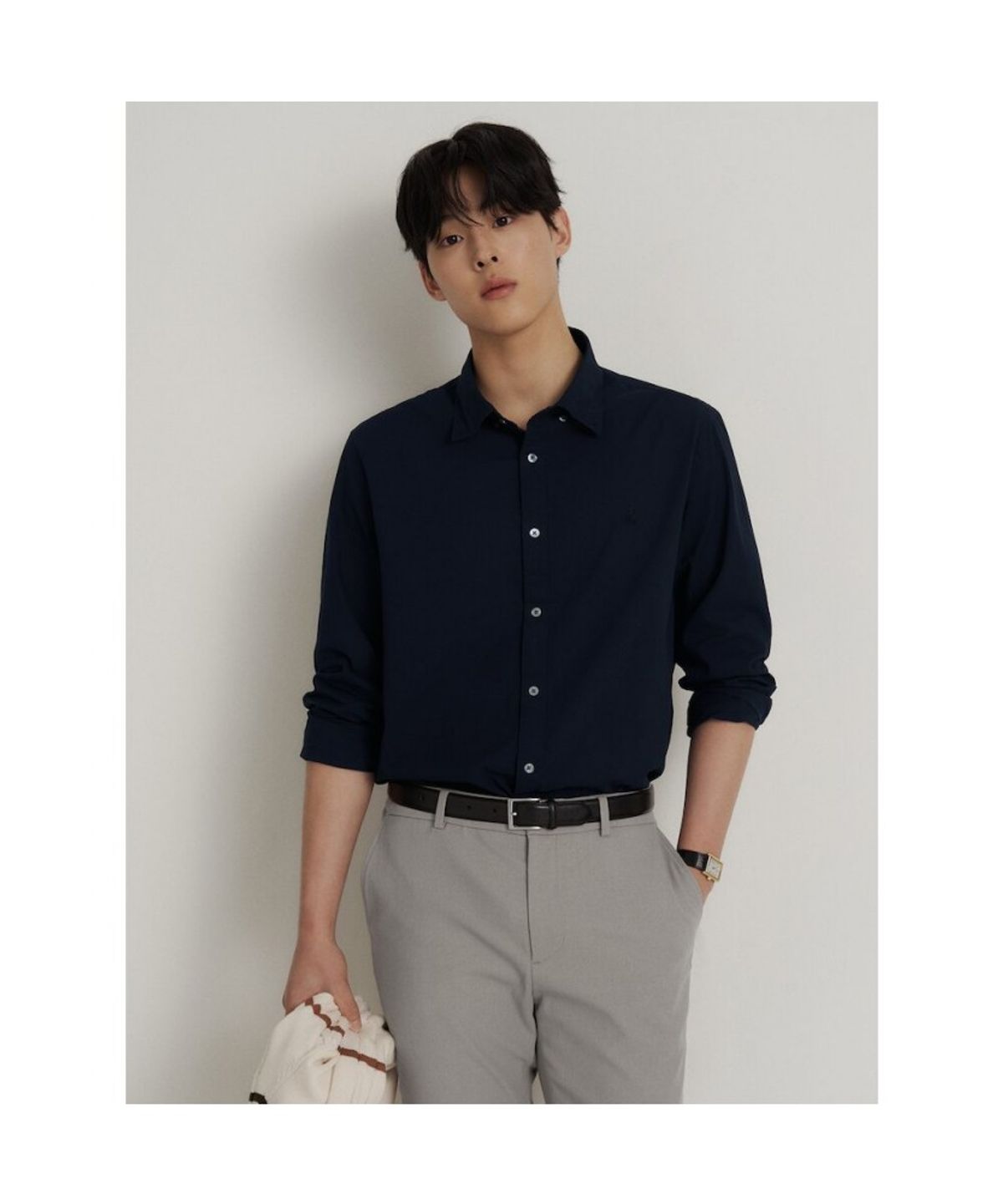 빈폴 멘(BEANPOLE MEN) 시어서커 솔리드 셔츠  네이비