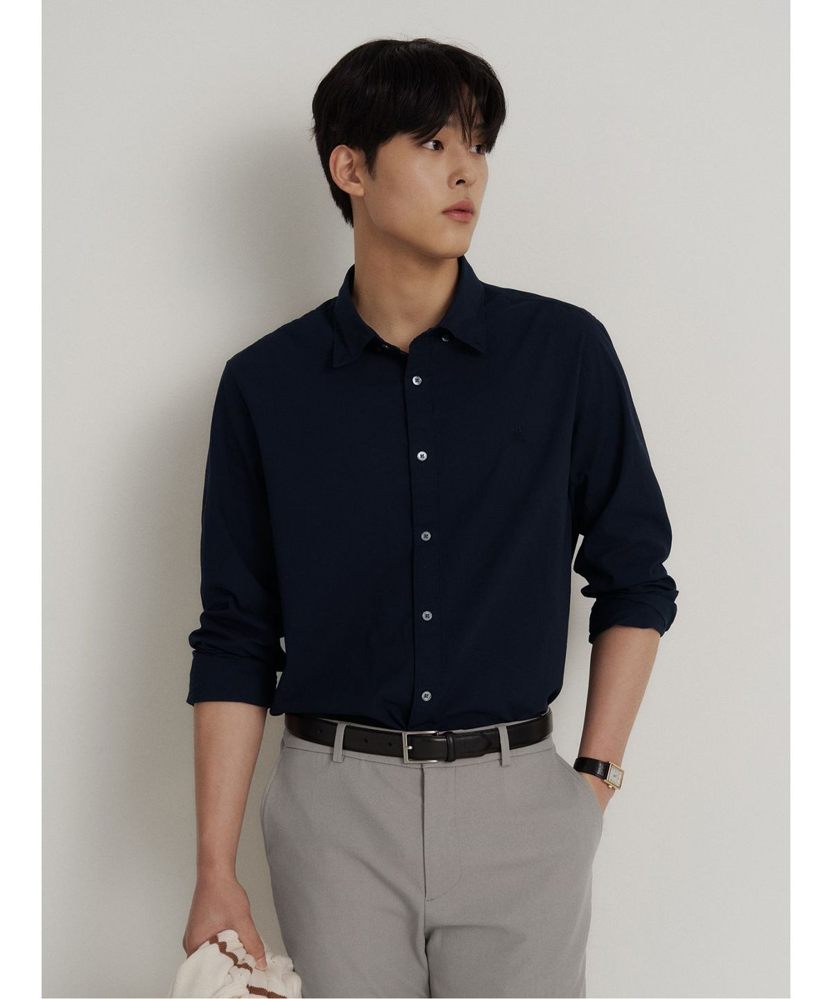 빈폴 멘(BEANPOLE MEN) 시어서커 솔리드 셔츠  네이비