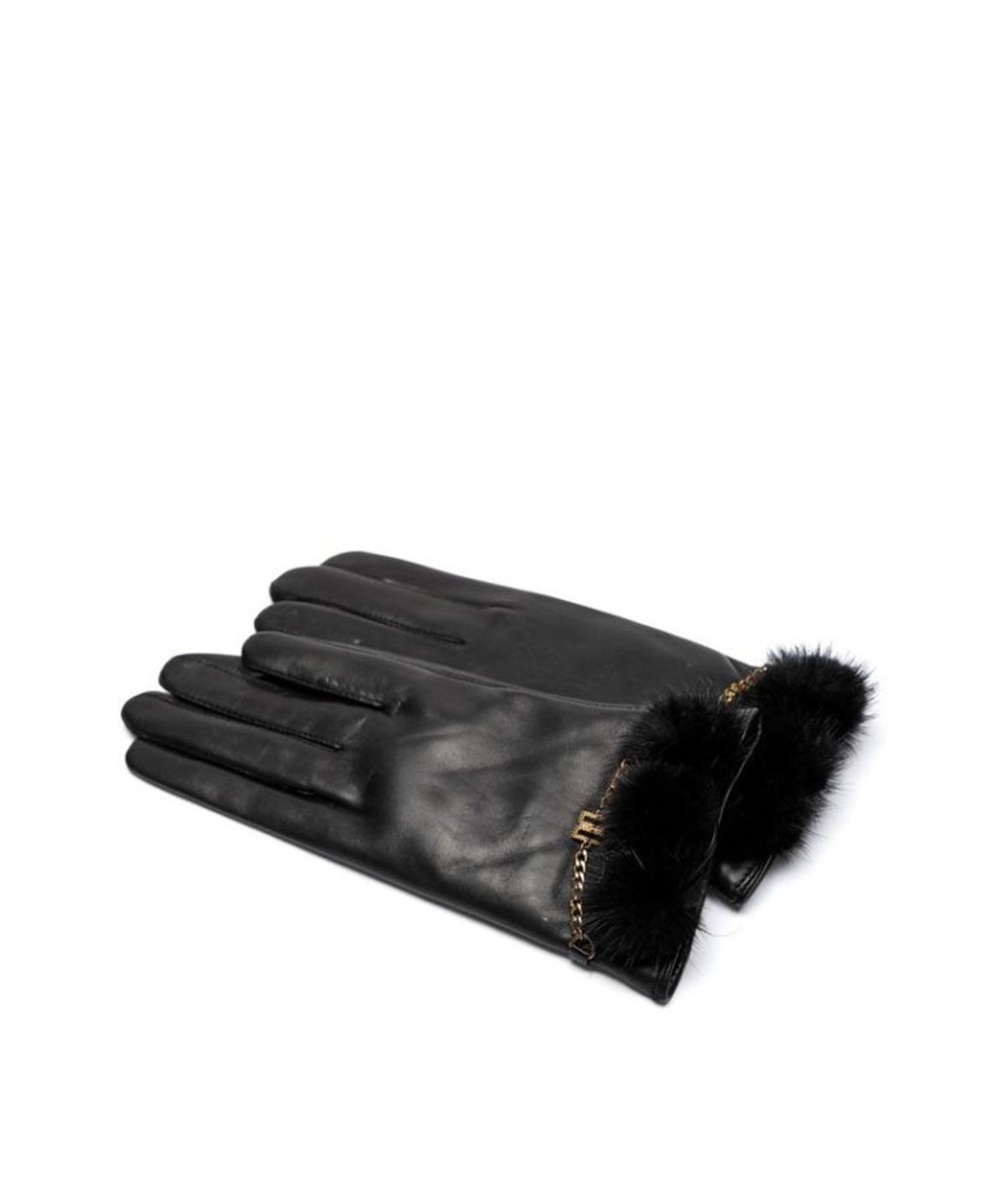 닥스 여성 액세서리(DAKS WOMENS ACCESSORIES) 블랙 양가죽 밍크폼폼 스마트폰터치 장갑_DCGV5F264BK