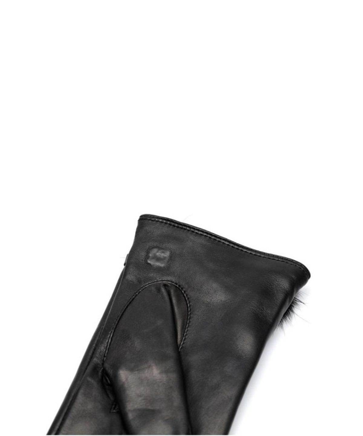 닥스 여성 액세서리(DAKS WOMENS ACCESSORIES) 블랙 양가죽 밍크폼폼 스마트폰터치 장갑_DCGV5F264BK