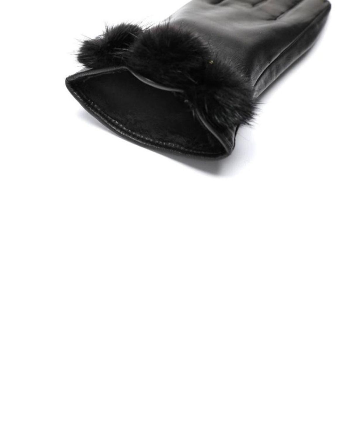 닥스 여성 액세서리(DAKS WOMENS ACCESSORIES) 블랙 양가죽 밍크폼폼 스마트폰터치 장갑_DCGV5F264BK