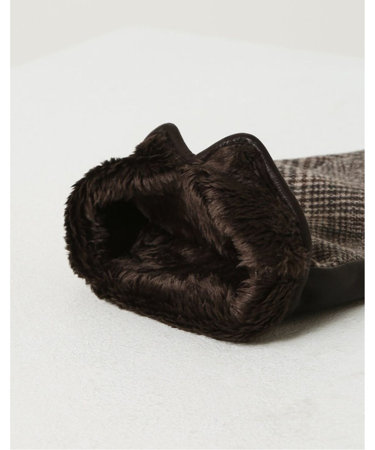 닥스 여성 액세서리(DAKS WOMENS ACCESSORIES) 그레이 체크 리본 여성 울 장갑_DCGV5F286G2
