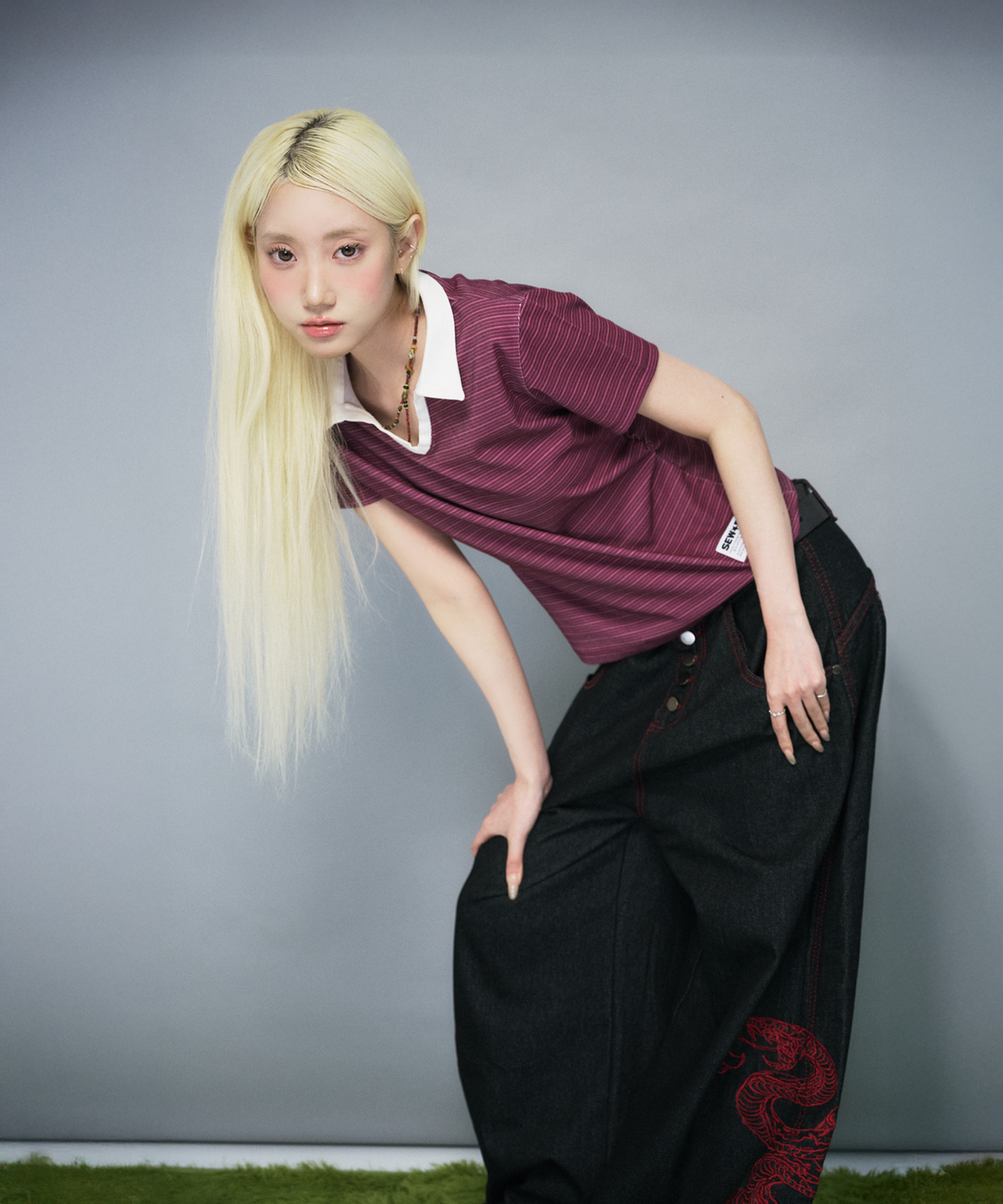 쏘비(SEW-B) 소프트 세미크롭 카라티 [그레이프 레드]