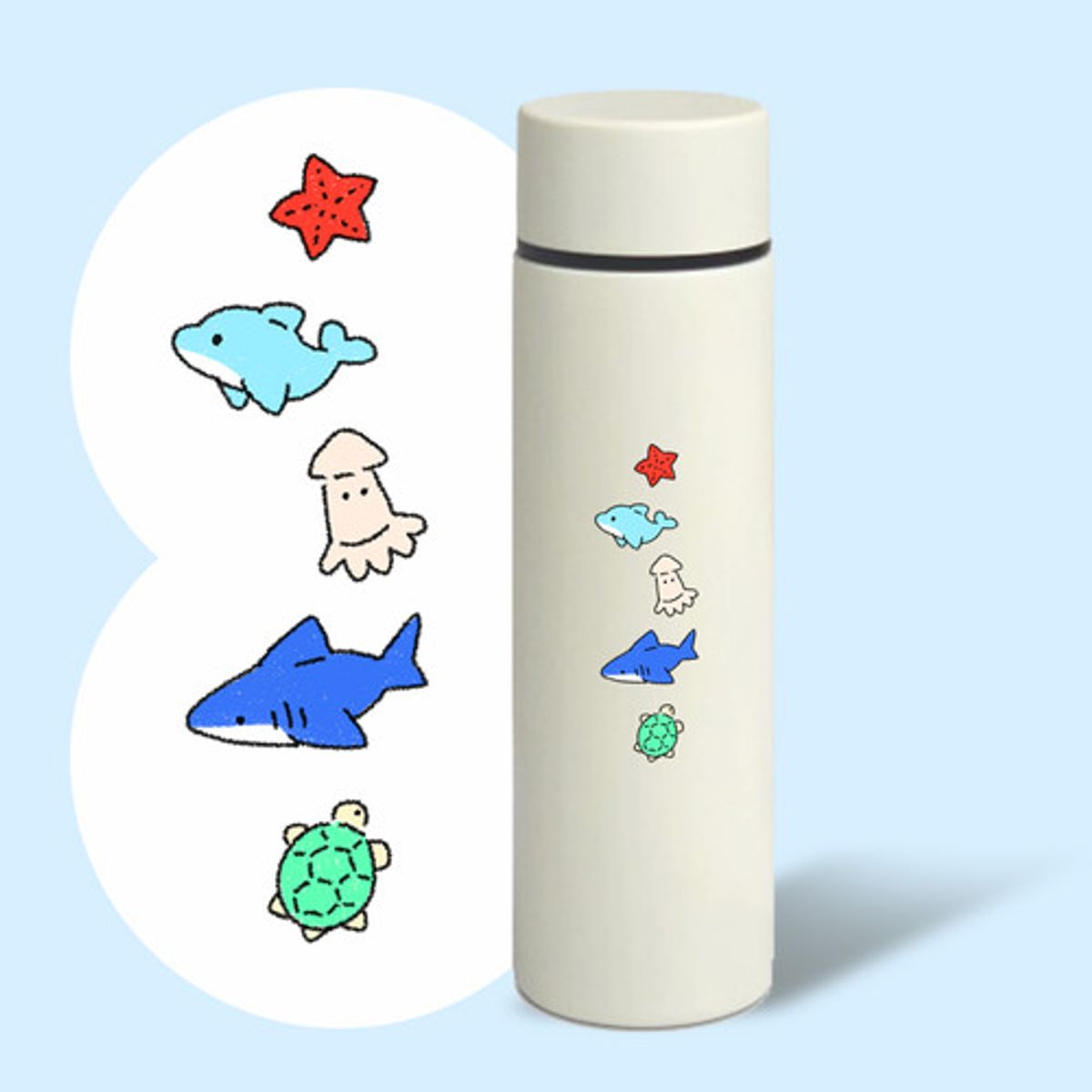 이레케이스앤굿즈(IRECASEGOODS) 귀염뽀짝 바다친구 미니 텀블러 150ml 보온 보냉