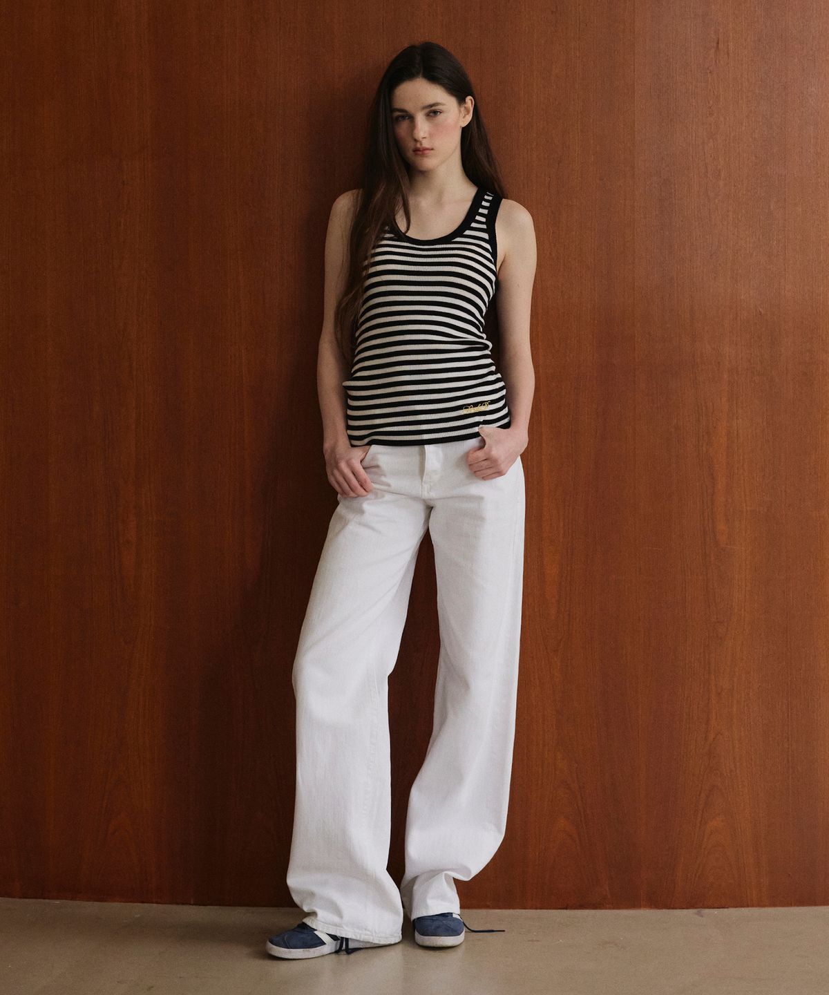 스튜디오앤파르크(STUDIO&PARC) Wool 100% Striped Knit Sleeveless_Black
