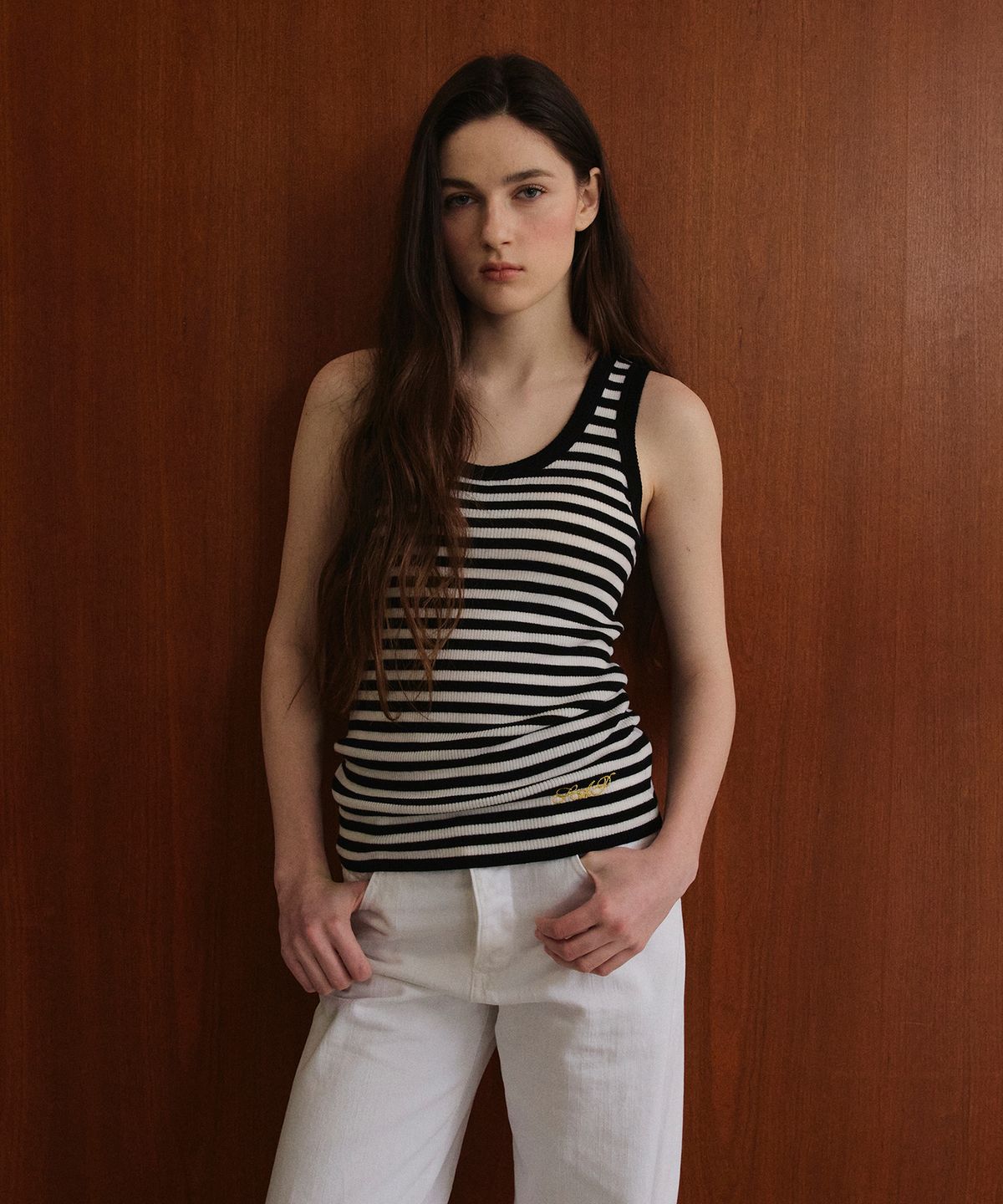 스튜디오앤파르크(STUDIO&PARC) Wool 100% Striped Knit Sleeveless_Black