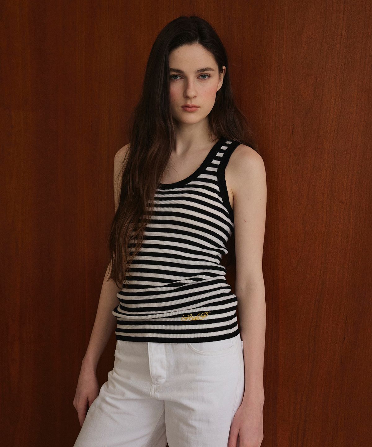 스튜디오앤파르크(STUDIO&PARC) Wool 100% Striped Knit Sleeveless_Black