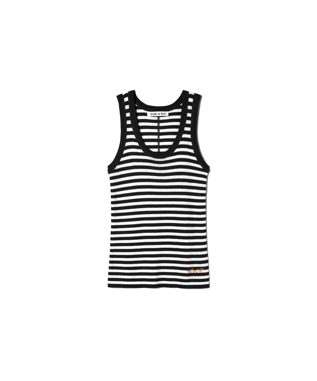 스튜디오앤파르크(STUDIO&PARC) Wool 100% Striped Knit Sleeveless_Black