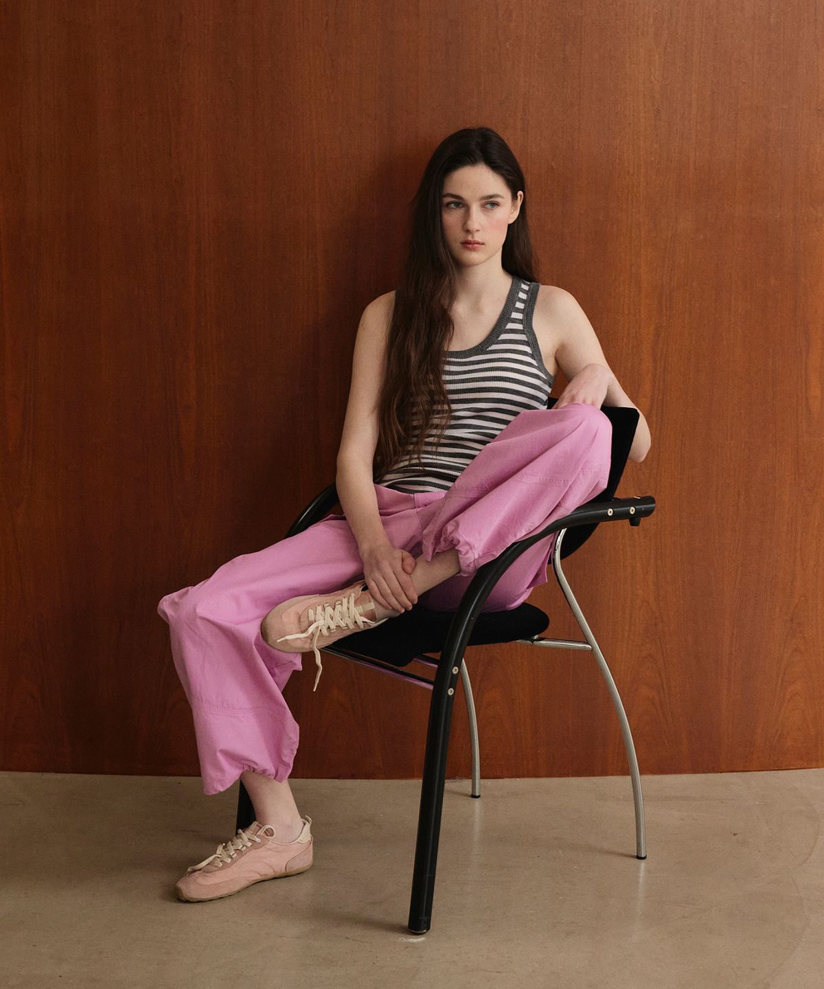 스튜디오앤파르크(STUDIO&PARC) Wool 100% Striped Knit Sleeveless_Grey