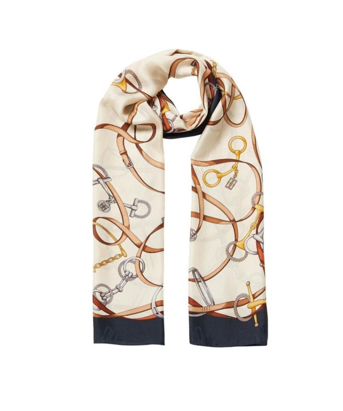 닥스 여성 액세서리(DAKS WOMENS ACCESSORIES) 네이비 체인패턴 롱 실크스카프_DCSC6E011N2