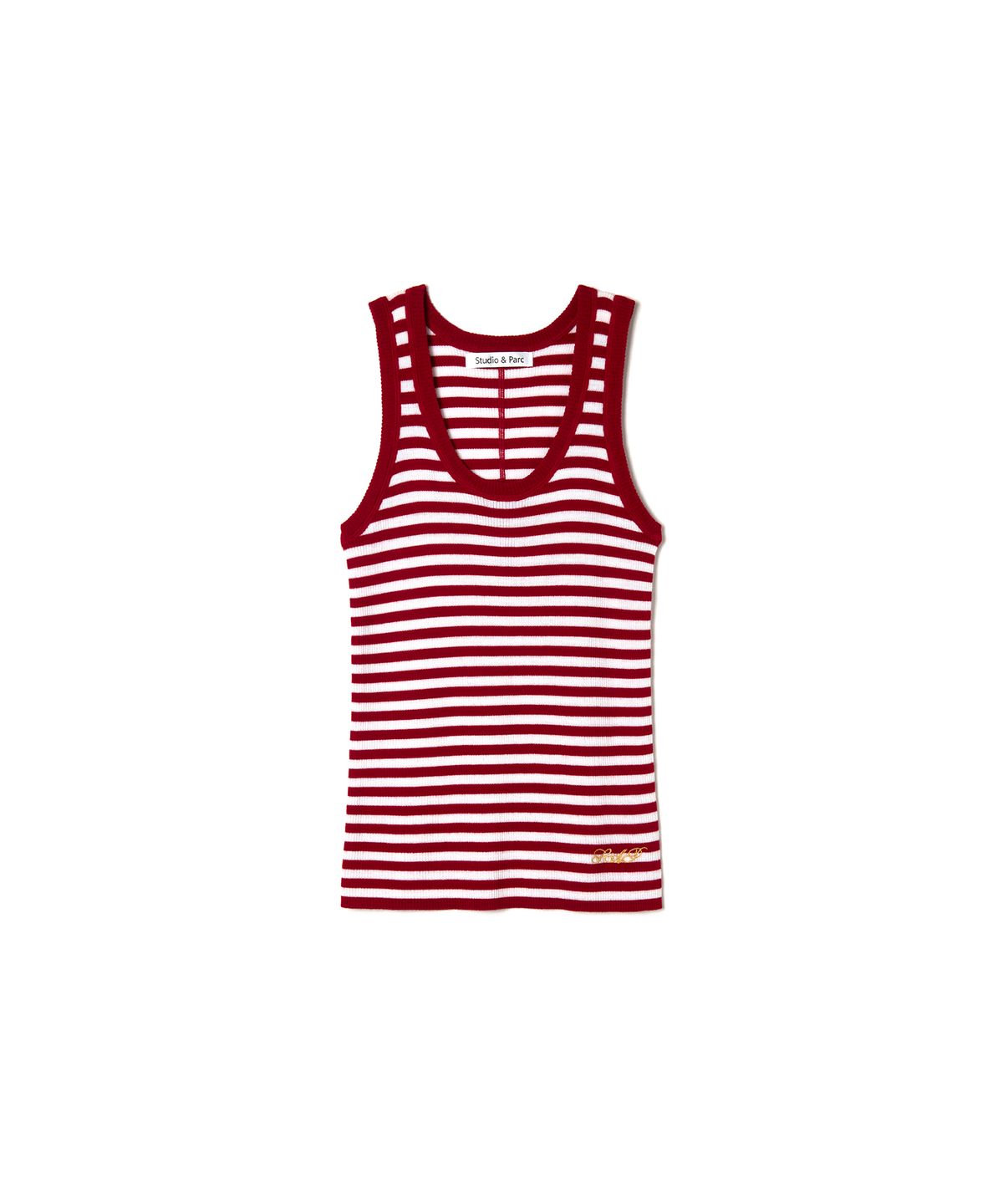 스튜디오앤파르크(STUDIO&PARC) Wool 100% Striped Knit Sleeveless_Red