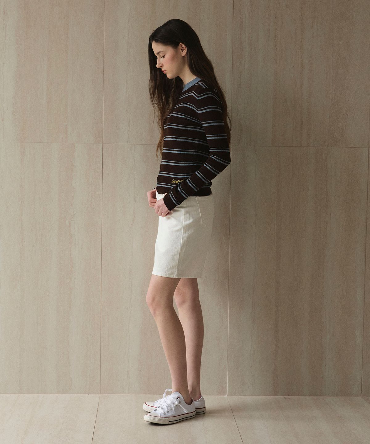스튜디오앤파르크(STUDIO&PARC) Wool 100% Striped Knit_Brown