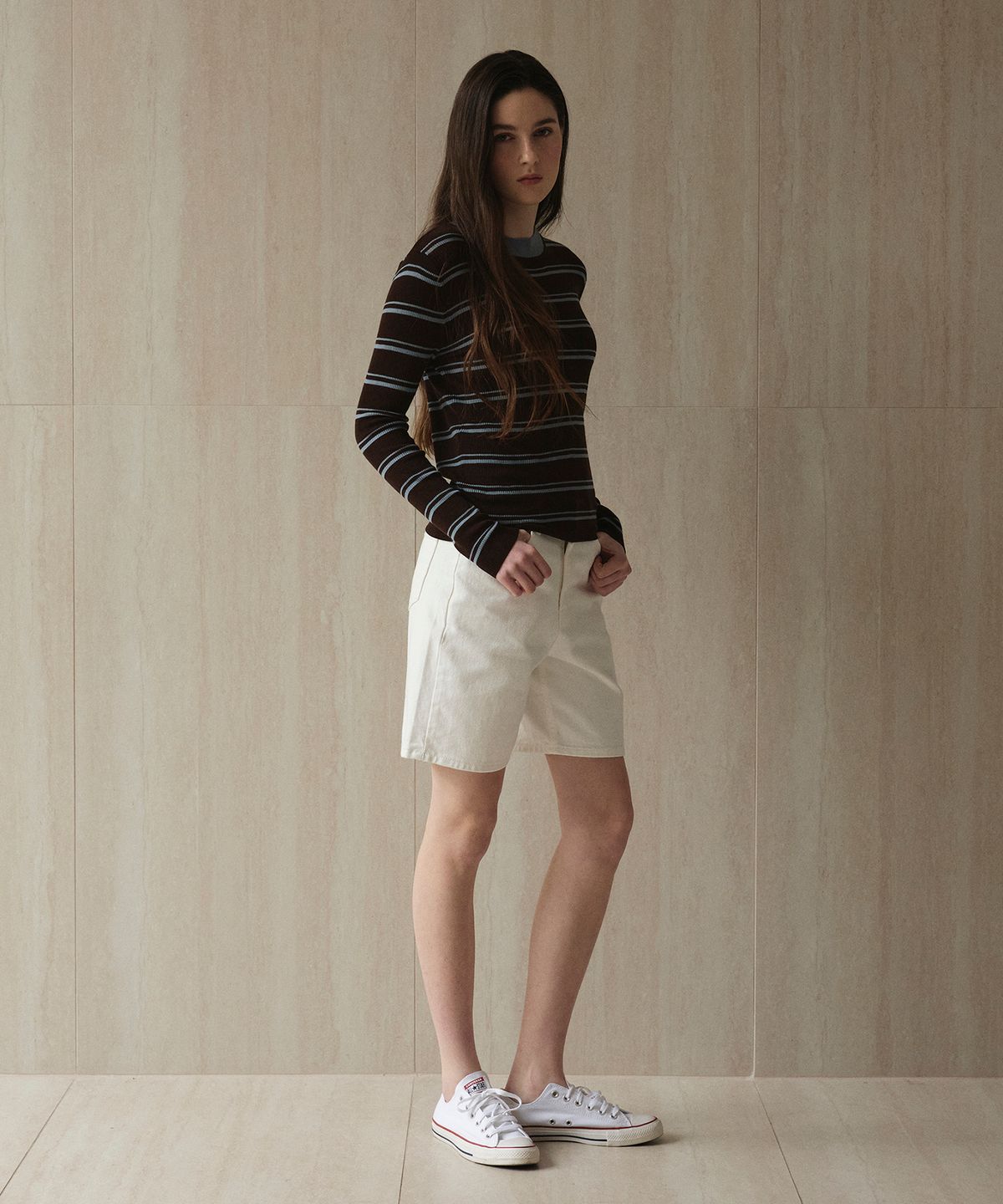 스튜디오앤파르크(STUDIO&PARC) Wool 100% Striped Knit_Brown