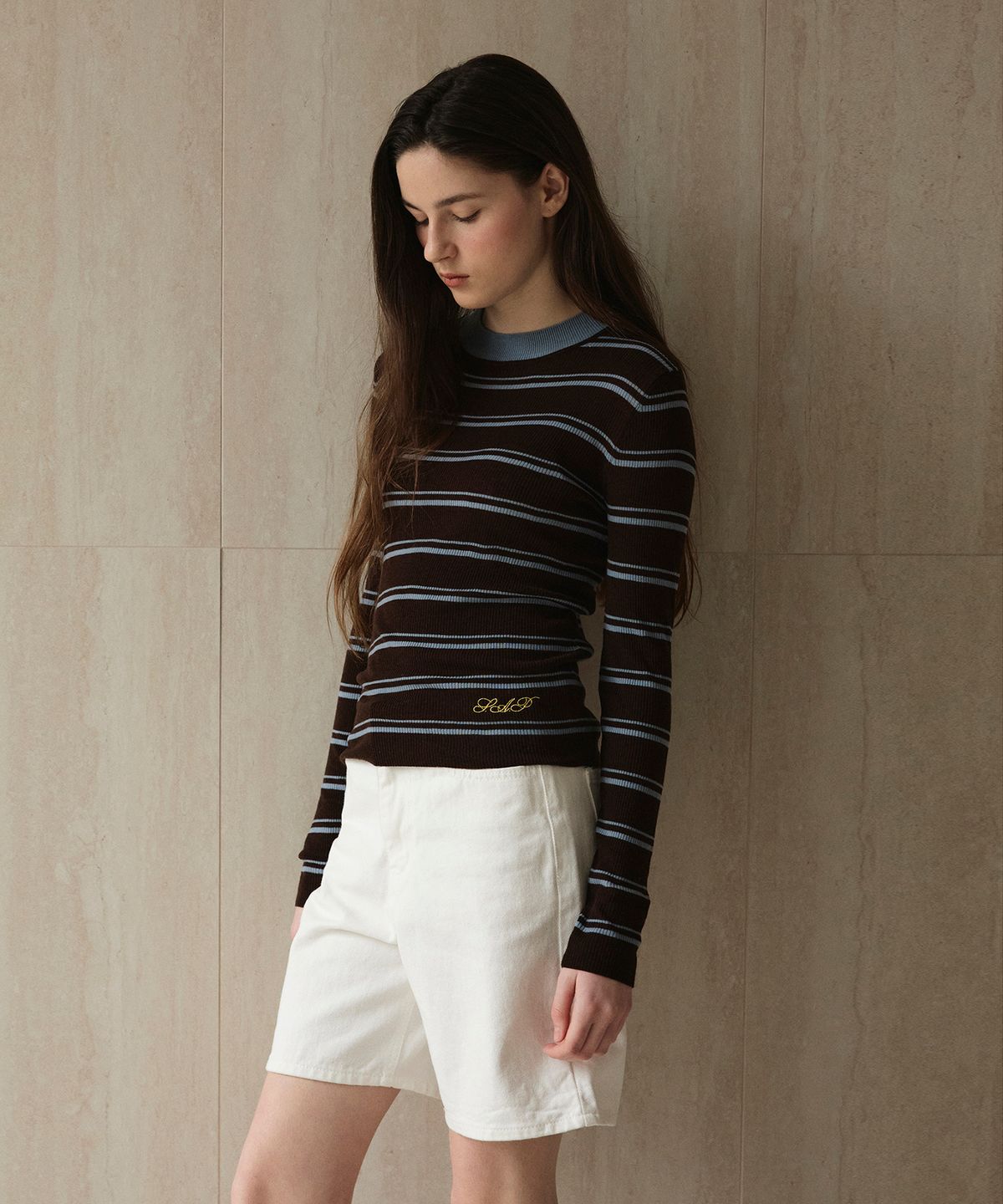 스튜디오앤파르크(STUDIO&PARC) Wool 100% Striped Knit_Brown