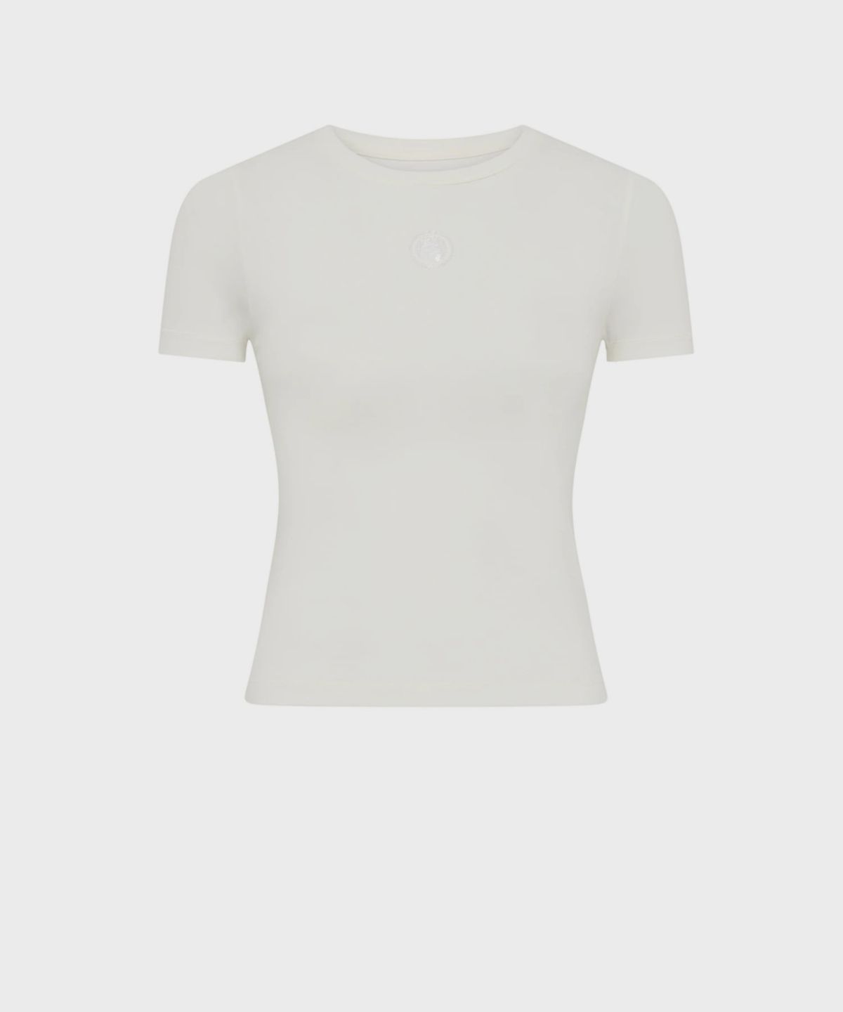 마린 세르(MARINE SERRE) (W) 펄 로고 숏슬리브 베이비핏 티셔츠 화이트 PEARL LOGO SS BABY FIT T-SHIRT WH10 WHITE