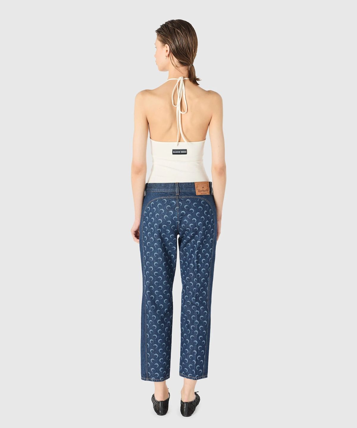 마린 세르(MARINE SERRE) (W) 펄 로고 슬리브리스 탑 화이트 PEARL LOGO SL TOP WH10 WHITE