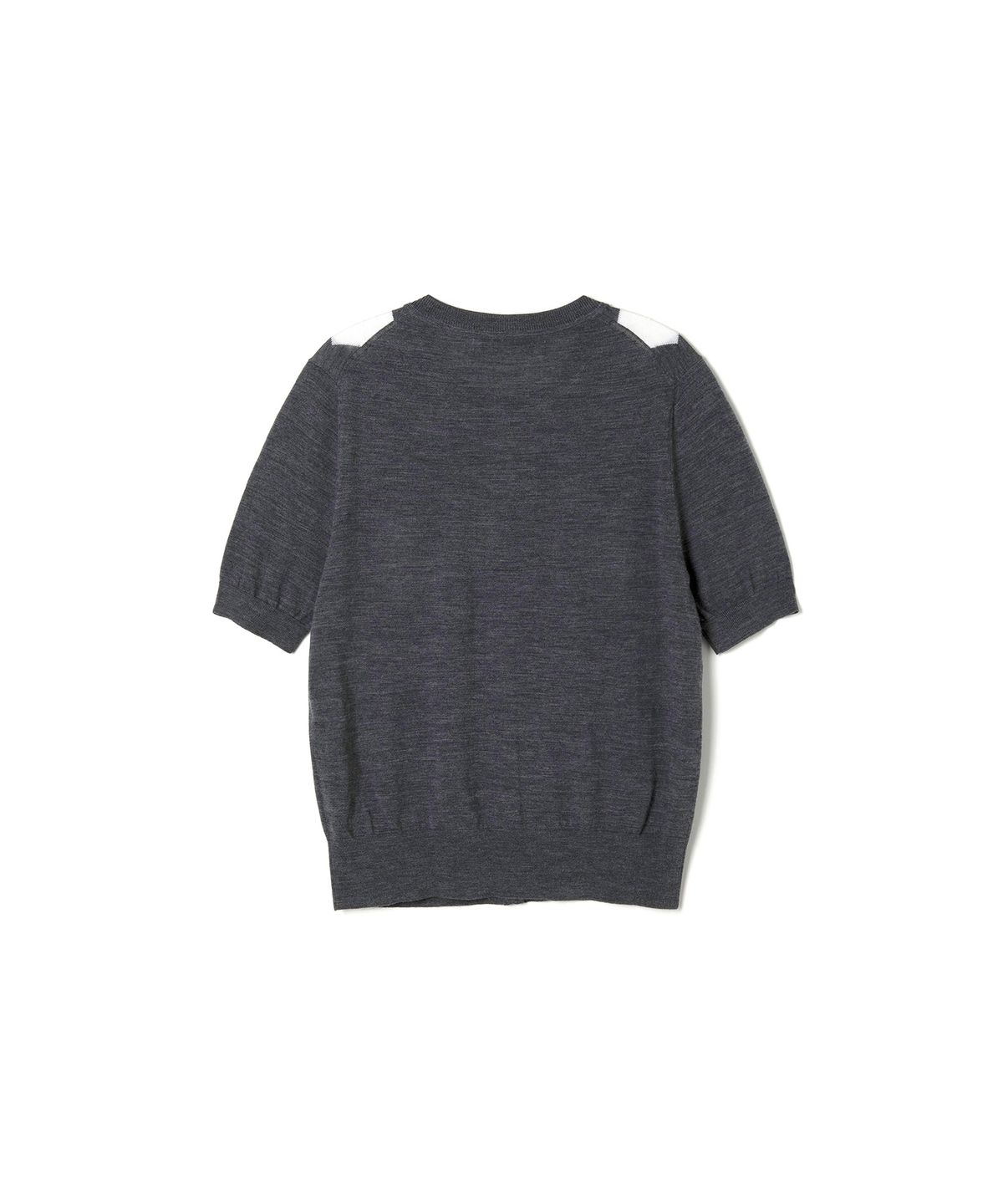 스튜디오앤파르크(STUDIO&PARC) Wool 100% Argyle Short Sleeve Cardigan_Grey