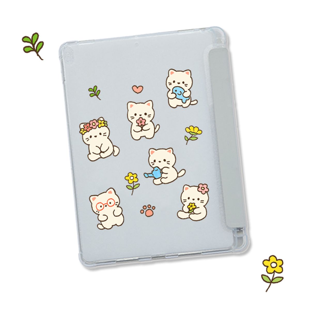 이레케이스앤굿즈(IRECASEGOODS) 봄냥이 갤럭시탭 아이패드 애플펜슬 수납가능 풀커버 케이스