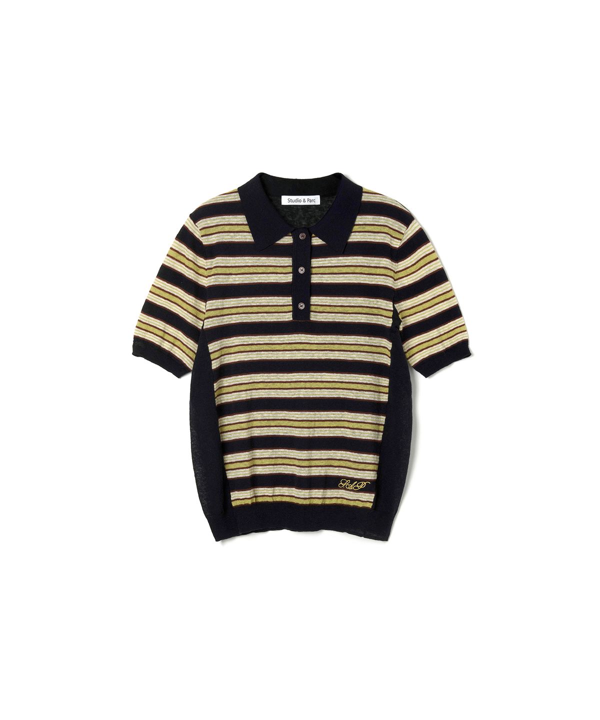 스튜디오앤파르크(STUDIO&PARC) Striped Collar Short Sleeve Knit_Navy