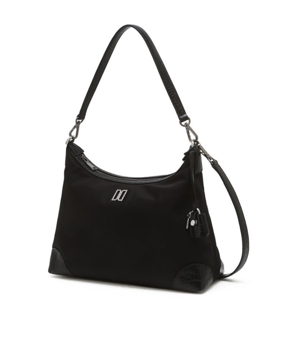 닥스 여성 액세서리(DAKS WOMENS ACCESSORIES) 블랙 크로커 소가죽 배색 나일론 숄더백 M_DCBA6E052BK